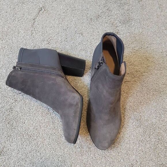 Vionic Orthaheel Perk Whitney Suede High Heel Ankle Boots Grey Size 9 - Picture 4 of 8